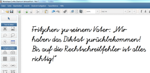 Ein Schreibbeispiel für die Lateinische Ausgangsschrift im Worksheet Crafter-Interface.