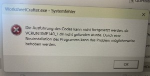 Fehlermeldung dass die vcruntime fehlt