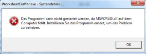 Fehlermeldung dass MSVCP fehlt