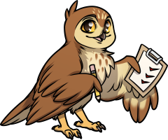 Unser Maskottchen, die Eule Finja, hält eine Liste mit Tipps und einen Stift in ihren Flügeln.